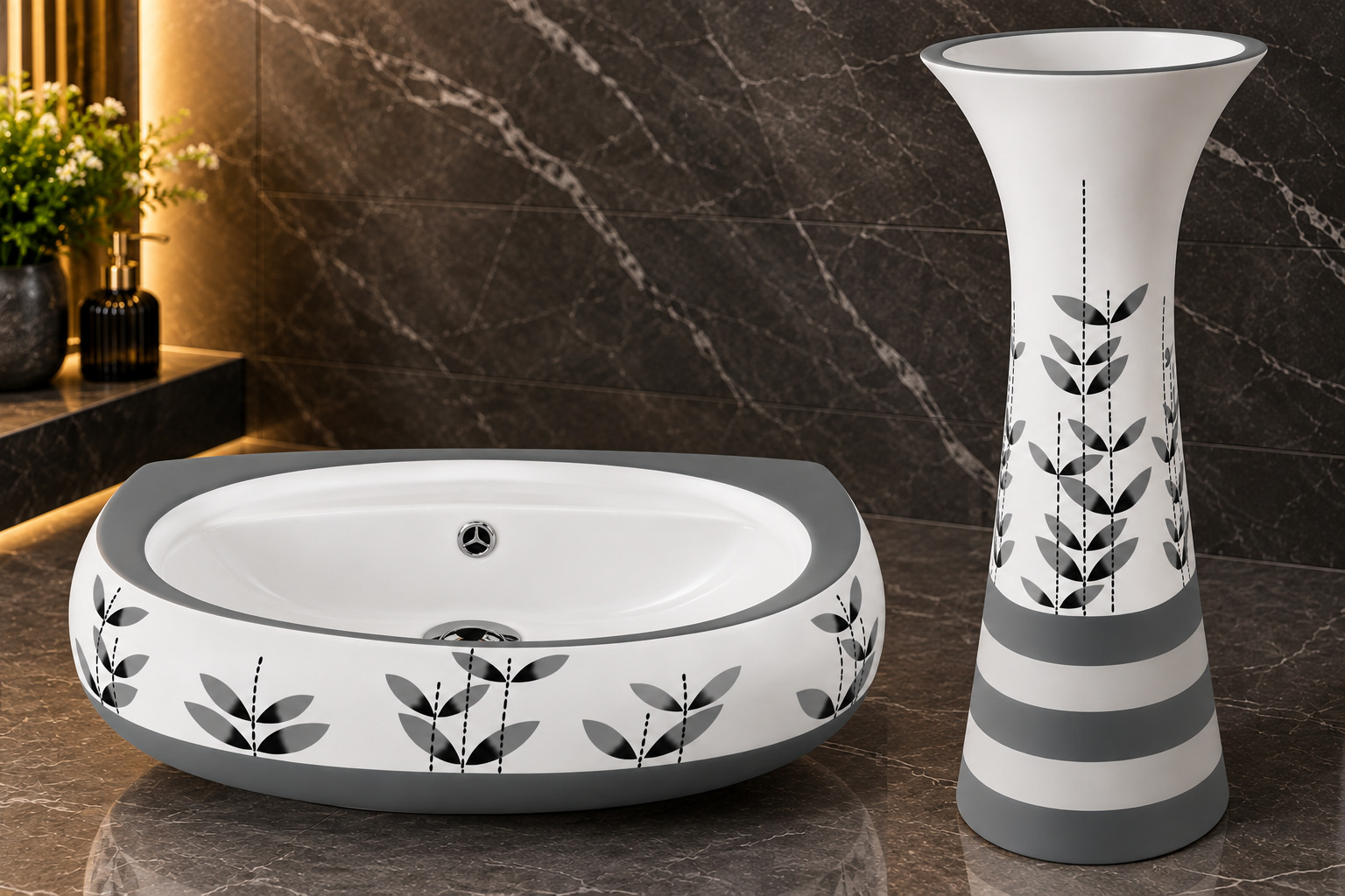 Sonet RP-1077, washbasin with pedestal (view 3)